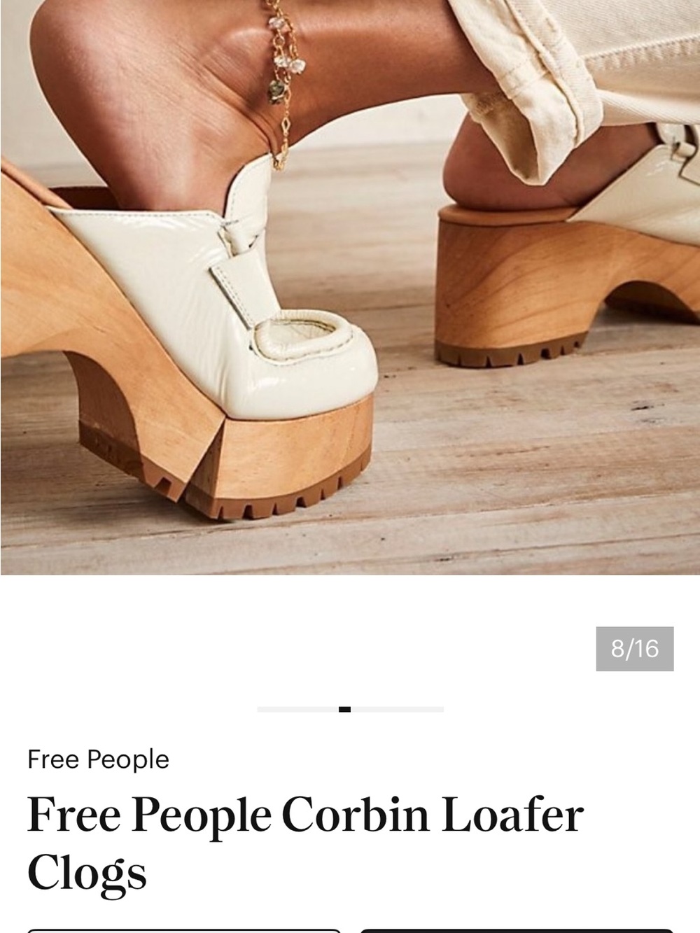 NWOT NEVER WORN Free Peoplee Cream Leather Platform Clog Loafers - Picture 3 of 6